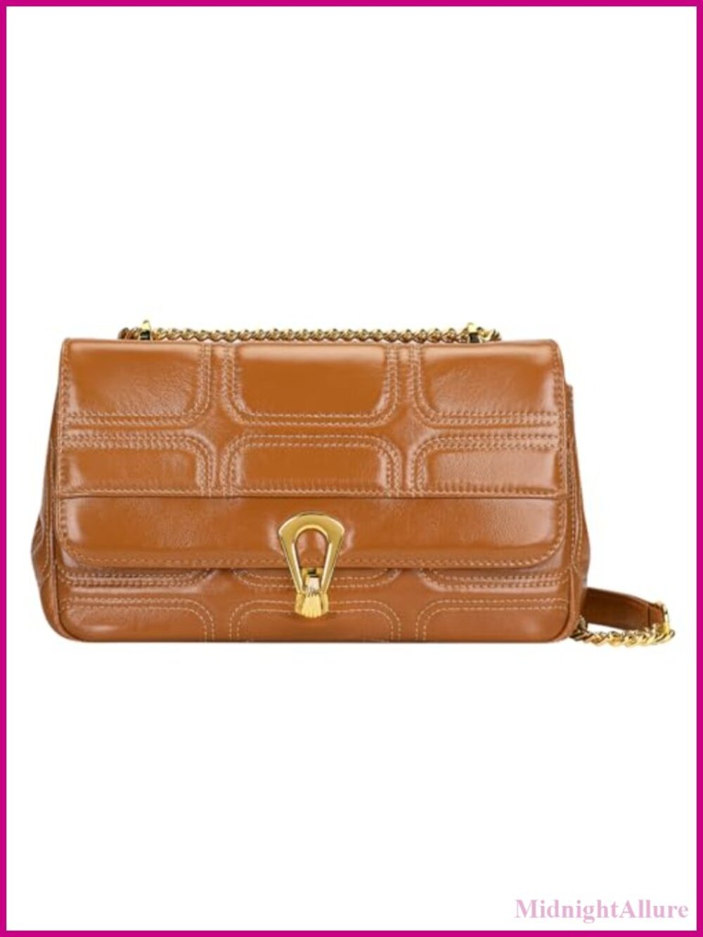 Quilted Leather Crossbody Bag Chain Shoulder Purse Multi Pocket